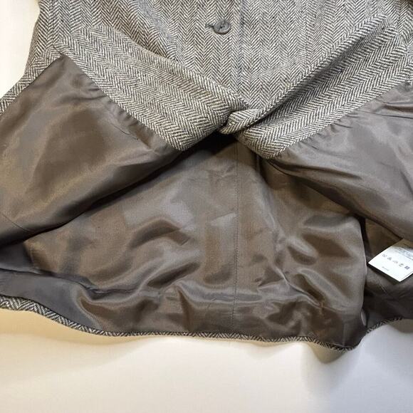 Lands End women's 100% lambswool gray herringbone 4 button lined blazer 10P - Picture 9 of 12